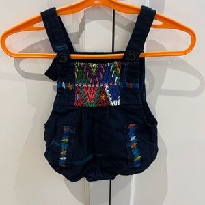 Navy Blue Kids Overalls with Colorful Pattern NB
